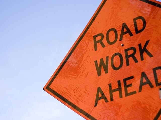Road work ahead sign