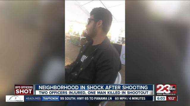 Neighbors on edge after a shooting which left two officers injured and ...