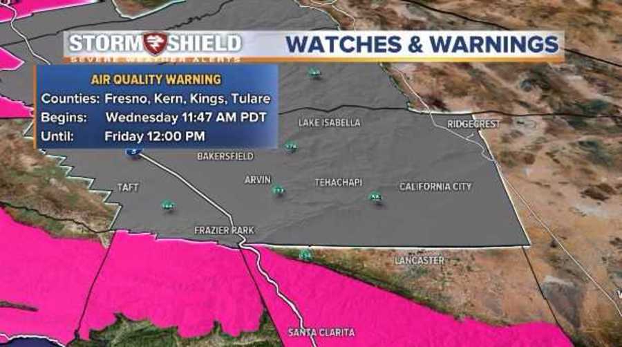 Wildfire smoke and haze brings an air quality alert to Kern County