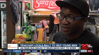 Locals donate car to man who walks to work