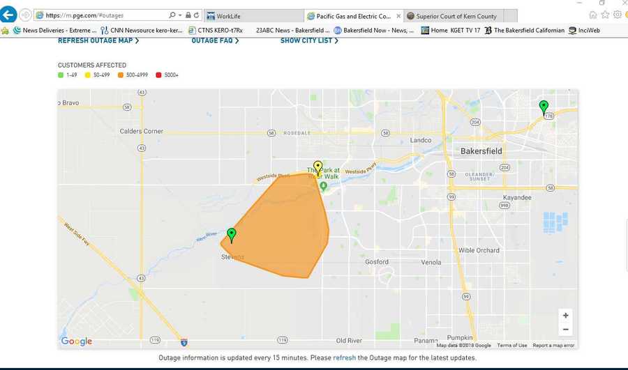 Power outage affecting over 3,000 in southwest Bakersfield turnto23